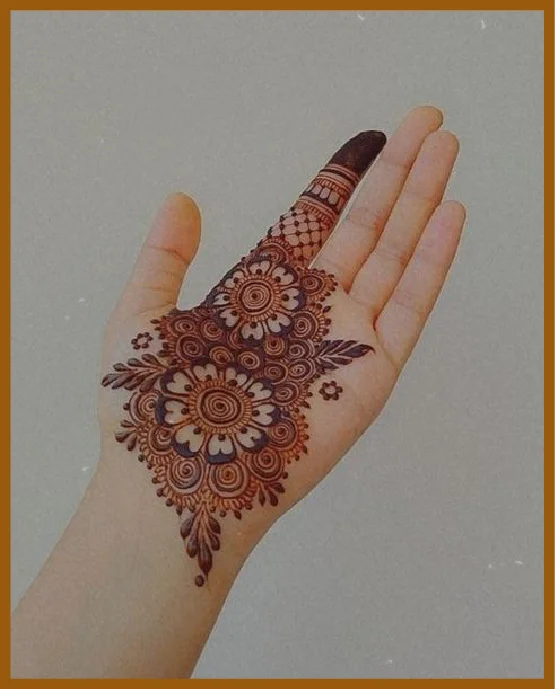 Simple Front Hand Mehndi Design With Leafy Finger Detail